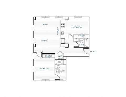 Floor plan for 2 beds, 2 baths, 1092 sqft